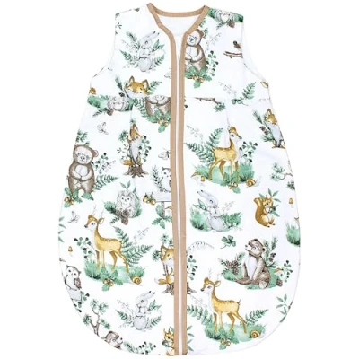 Abbildung von TupTam Baby Sommer Schlafsack 0.5 TOG aus OEKO TEX zertifizierten Materialien, Farbe: Tiere in Blättern, Größe: 104 110