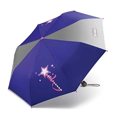 Abbildung von Scout Kinder Regenschirm Taschenschirm Schultaschenschirm mit großen Reflektionsflächen extra leicht Magic Wand
