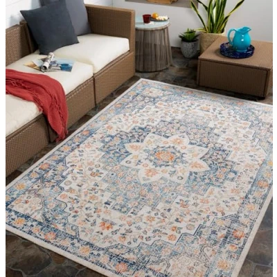 Abbildung von Livabliss Surya Outdoor Teppich wetterfest, Assa In und für Balkon, Terrasse, Garten, Küche Boho Style, draußen Blue,200x275cm