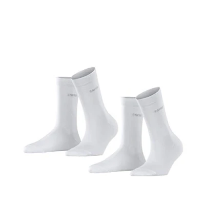 Abbildung von ESPRIT Damen Uni 2 pack W Baumwolle Einfarbig Paar Socken, Weiß (White 2000), 39 42 EU