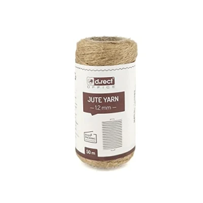 Abbildung von D.RECT 50m Jute Schnur Natur Braun Kordel Packschnur Geschenk Band Bastelschnur Dekokordel 1,2mm Dicke Für: Verpackung, DIY Kunst Handwerk, Floristik, Dekoration