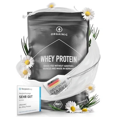 Abbildung von ORGAINIC Bio Natural Whey Protein Zertifiziert ohne Zusatzstoffe Eiweißpulver aus Deutschland Grasfütterung 1000g Powder