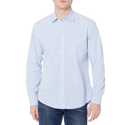 Abbildung von Amazon Essentials Herren Lässiges langärmeliges Popeline Hemd Normale Passform, Hellblau, XL