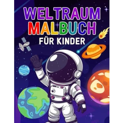 Abbildung von Weltraum Malbuch für Kinder ab 3 Jahren: Mit 39 süßen Motiven zum Ausmalen