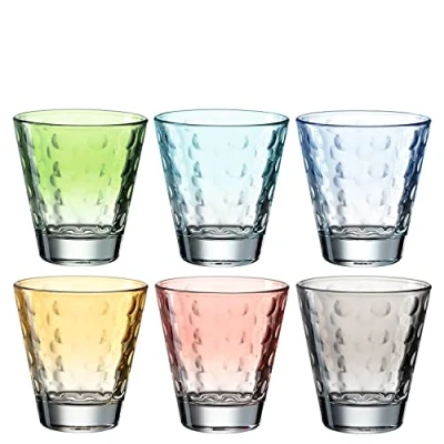 Abbildung von LEONARDO HOME 025906 Trinkglas OPTIC 6 Stück sortiert 215 ml Pastell, Glas, milliliters, Bunt