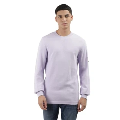 Abbildung von Calvin Klein Jeans Waffle Langarmshirt, Herren, Größe: 3XL, Pastel lilac