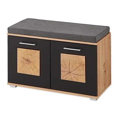 Abbildung von Innostyle Schuhbank »FUN Schuhbank, 84x53x38cm (B/H/T)«, (1 St.), 2 türig, Einlegeböden, Softclose, ABS Kantenschutz, Sitzkissen