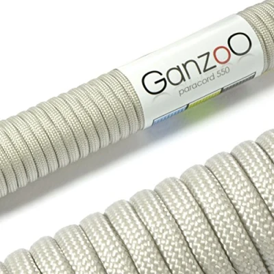 Abbildung von Ganzoo Paracord 550 Seil Edel Grau 4mm Schnur Typ 3, Nylon &amp; Polyester, ideal für Basteln von Hundeleine Halsband Armband/Camping Survival und Outdoor 15 Meter Allzweckseil 7 Innenstränge