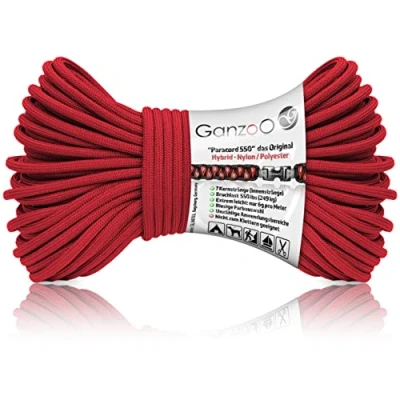 Abbildung von Ganzoo Paracord 550 Seil / 4mm Nylon/Polyester/Typ Hybrid/Armband Hunde Leine/Hunde Halsband 250Kg. Bruchlast/Outdoor Rope/Camping Schnur/Allzweckseil 30 Meter/Pastell Orange