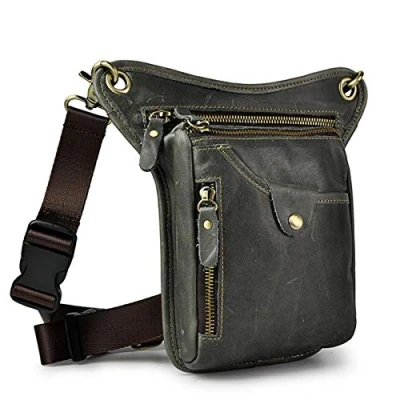 Abbildung von Xieben Leder Drop Bein Tasche Für Männer Frauen Motorrad Fahrrad Fahren Radfahren Mehrzweck Oberschenkel Taille Gürteltasche Wandern Sport Camping Dunkel grau