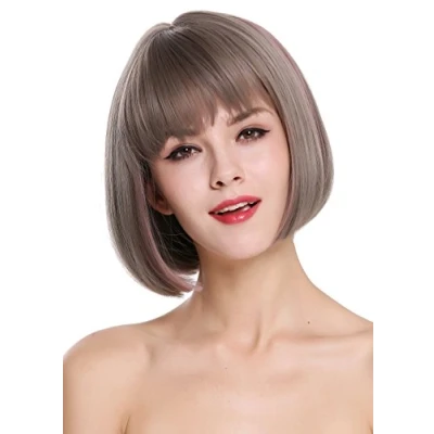 Abbildung von WIG ME UP D3067 8A/10A/612 Perücke Damenperücke Bob kurz glatt Pony Grau Braun Rosa Mix