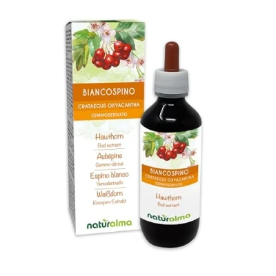 Abbildung von Weißdorn (Crataegus oxyacantha oder C. laevigata) Alkoholfrei knospen Extrakt aus frishen Naturalma Flüssig Tropfen 200 ml Nahrungsergänzungsmittel Veganer