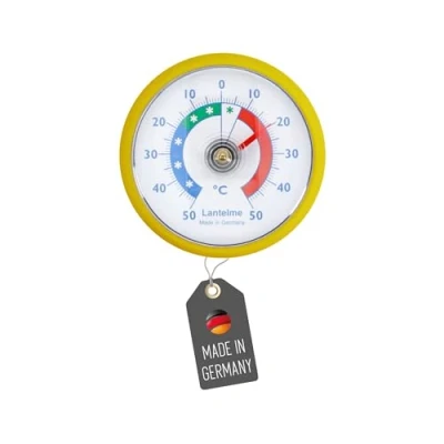 Abbildung von Lantelme Kühlschrankthermometer selbstklebend Thermometer auch für Gefrierschrank Eisfach Kühltheke Kühlzelle Kühlfach Kühlschrank zum ankleben Bimetall und Analog (Gelb)