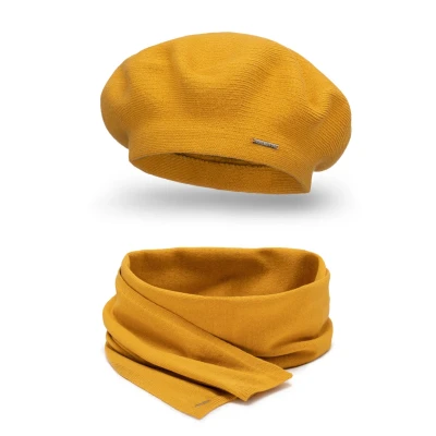Abbildung von Vivisence 7005 Beret AND Scarf SET Schal, Damen, Größe: One Size, Honey