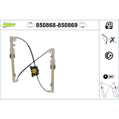 Abbildung von Valeo Fensterheber vorne links elektrisch ohne Elektromotor mit Komfortfunktion 850868 SKODA: Octavia 2 Combi, II Hatchback
