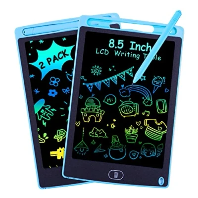 Abbildung von 2 Packs LCD Schreibtafel für Kinder,Zaubertafel 8,5 Zoll, Bunter Bildschirm, Löschbarem Handschrift Block, Pädagogisches Spielzeug ab 3 4 Jahre Mädchen Jungen Geschenk Blau+Blau