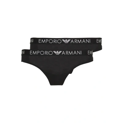 Abbildung von Emporio Armani Damen Bi Pack Brazilian Brief Iconic Cotton Unterwäsche, Black/Black, M