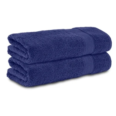 Abbildung von Komfortec 2er Set Duschtücher, 70x140cm Größe, Doppelpack,%100 Baumwolle, Handtücher, Frottee, Weich, Saugstark, Navy Blau