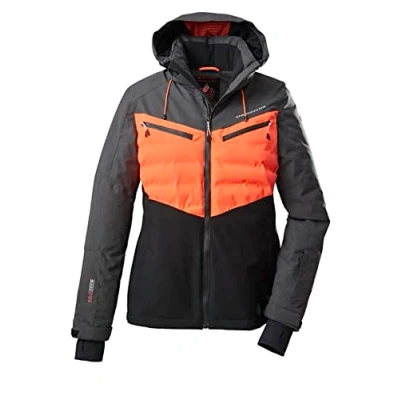 Abbildung von Killtec Skijacke, Damen, Größe: 42, Anthrazitmelange/neon koralle/schwarz