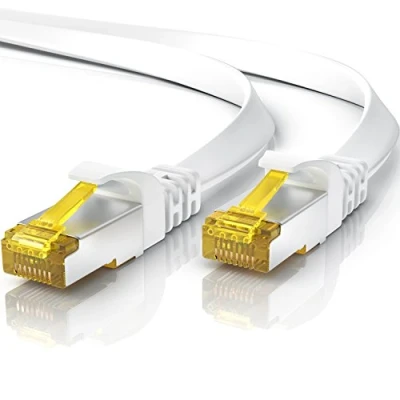 Abbildung von 20m CAT 7 Netzwerkkabel Flach Ethernet Kabel Gigabit Lan 10 Gbit s Patchkabel Flachbandkabel Verlegekabel Cat.7 Rohkabel U FTP PIMF Schirmung mit RJ 45 Stecker Switch Router Modem