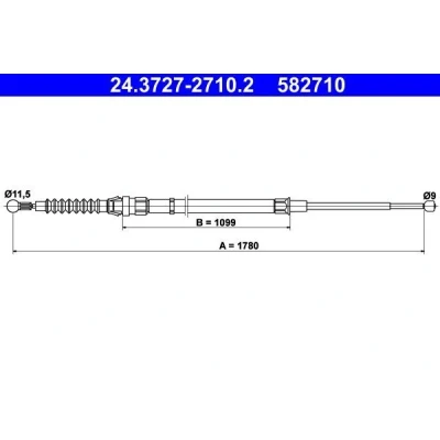Abbildung von ATE 24.3727 2710.2 Handbremsseil 1780 SKODA: Rapid Hatchback