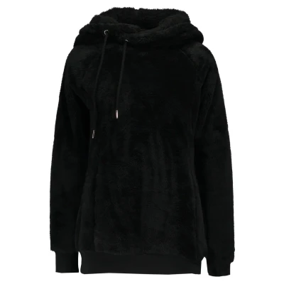Abbildung von Urban Classics Teddy Kapuzenpullover, Damen, Größe: Small, Black
