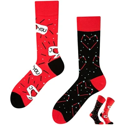 Abbildung von TODO Colours Lustige Socken mit Motiv Mehrfarbige, Bunte, Verrückte für die Lebensfreude (43 46, I Love You, numeric_43)