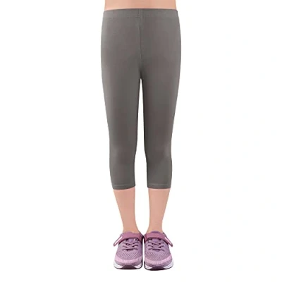 Abbildung von L&amp;K II Kinder Mädchen Leggings 3/4 Hose Capri aus Baumwolle Schulkleidung 158 164 2723 Grau