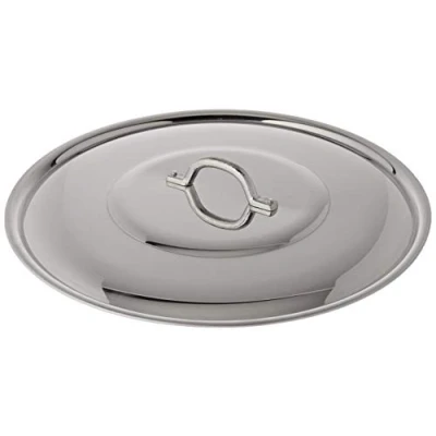 Abbildung von Agnelli Pentole FAMA2936 Flacher Deckel mit Griff, Rand und Brücke, Schwerer Typ aus BLTF Aluminium, poliertes Silber, 36 cm