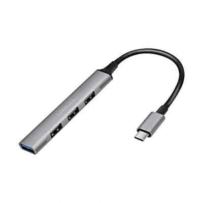 Abbildung von Logilink UA0392 USB 3.2 Gen1 (Typ C) Slim Hub 4 Port, mit Aluminiumgehäuse, Grau