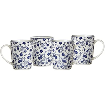 Abbildung von Ritzenhoff &amp; Breker Kaffeebecher Set Royal Sakura, 4 teilig, 350 ml, Porzellangeschirr, Blau Weiß, Stück (1er Pack)