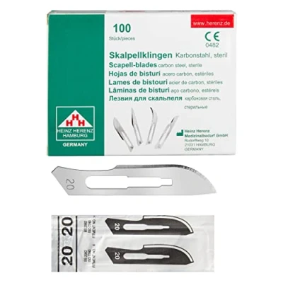 Abbildung von Shehadeh 100 Stück sterile Skalpellklingen Figur 20 für Skalpellhalter Nr. 4 Extrem scharf