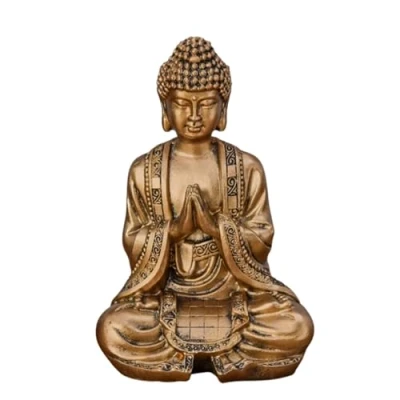 Abbildung von Buddha Statue Gold Meditation Zen und Feng Shui Deko Statuette Bringt Spiritualität in Ihr Zuhause eine entspannende Atmosphäre Glücksbringer Höhe: 12cm Zen&#039;Light