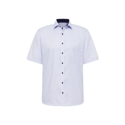 Abbildung von Eterna Strukturiertes Baumwollkurzarmhemd Comfort FIT Hemd, Herren, Größe: 40, Light blue