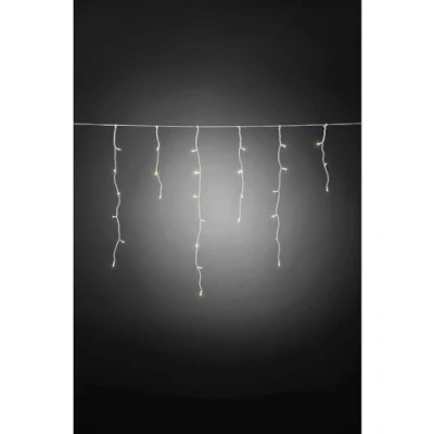 Abbildung von Konstsmide LED Eisregen Lichtervorhang, mit Lichtsensor und 6h 9h Timer, 80 warm weiße Dioden, batteriebetrieben, Außen (IP44), weißes Kabel, 2 x D 1.5V (exkl.) 3739 102