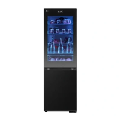 Abbildung von LG GBG7190CEV, Klasse C, 349 L, Kühl Gefrierkombination mit Instaview und LED, Touch LCD Display, einstellbarem Farbwechsel, Total NoFrost, DoorCooling+, 59.5 x 67.6 186cm ꟷ Essence Black Steel