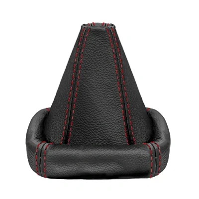Abbildung von L &amp; P Car Design L&amp;P A0026 Schaltsack Schaltmanschette kompatibel mit VW Golf 2 II 3 III Polo 6N Passat 35i UVM.100% Echtleder Leder Schwarz Naht Rot