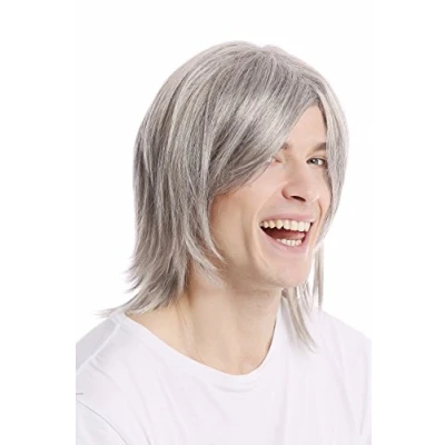 Abbildung von WIG ME UP GFW892 51 Herrenperücke Perücke lang glatt Scheitel cool älterer Rockstar Grau Hellgrau mit Schwarz