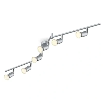 Abbildung von B.K.Licht LED Deckenlampe schwenkbar, warmweiße Lichtfarbe, GU10 Fassung, Deckenleuchte, Lampe, Wohnzimmerlampe, Schlafzimmerlampe, Küchenlampe, Deckenstrahler, 120,4x12 cm, Titanfarbig