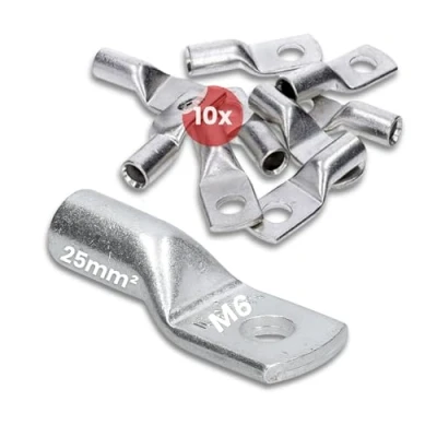 Abbildung von 10 Stück Kalitec HR25 6 Handelsübliche Rohrkabelschuhe 25mm² M6 I ohne Sichtloch Made in Germany