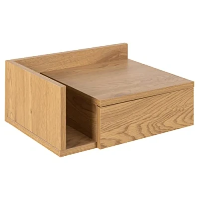 Abbildung von AC Design Furniture Fia Nachttisch mit Schublade in Eichenoptik, 1 Stk., B: 40 x H: 16,5 T: 32 cm, Kleiner Nachtschrank zur Wandmontage, Griffloses Wandregal, Rustikale Nachtkommode