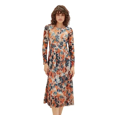 Abbildung von TOM Tailor Printed Dress Freizeitkleid, Damen, Größe: 44, Grey/orange