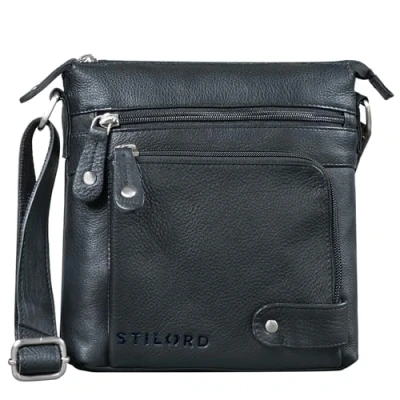 Abbildung von STILORD &#039;Cameron&#039; Kleine Leder Umhängetasche Vintage Messenger Bag Ledertasche DIN A5 8,4 Zoll Tablettasche Handtasche Cross Body Retro Ledertasche, Farbe:schwarz