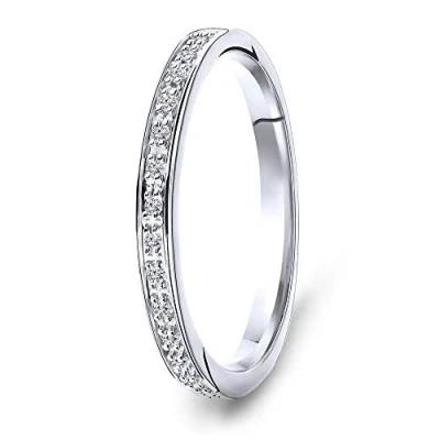 Abbildung von MIORE Ring Damen 0.05 Ct Diamant Ewigkeitsring aus Weißgold 9 Karat / 375 Gold, Schmuck mit Diamanten Brillanten