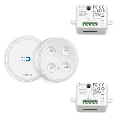 Abbildung von Lichtschalter Funkschalter Set mit 4 Tasten Fernbedienung (eine Fernbedienungen zwei Empfängern) EIN und AUS von Geräten separat oder gleichzeitig steuern