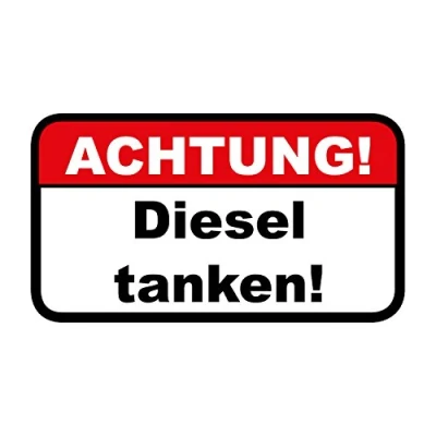 Abbildung von iSecur Hinweis Aufkleber Achtung! Diesel tanken! I 67 x 37 mm Auto Sticker Warnung Falschtanken vermeiden für KFZ LKW Motorrad Moped Roller hin_038