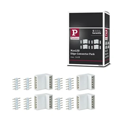 Abbildung von Paulmann 70615 MaxLED Eckverbinder für LED Strip Weiß Stripe Zubehör 4er Pack inkl. 8 Steckverbinder Innen und Außenecken, 17x16mm