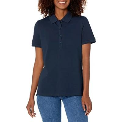 Abbildung von Amazon Essentials Damen Kurzärmeliges Poloshirt (Erhältlich In Übergröße), Marineblau, XXL