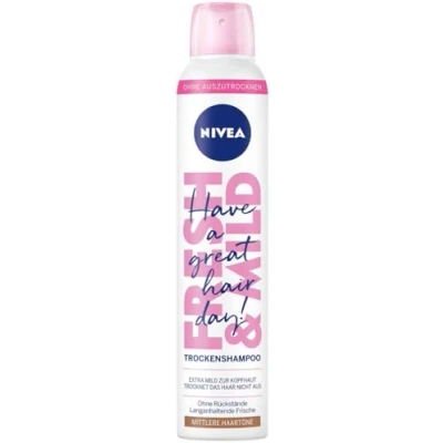 Abbildung von NIVEA Trockenshampoo Fresh &amp; Mild (200 ml), extra mildes Spray für mittlere Haartöne mit angenehmem Duft, Trockenhaarshampoo sofortige Frische