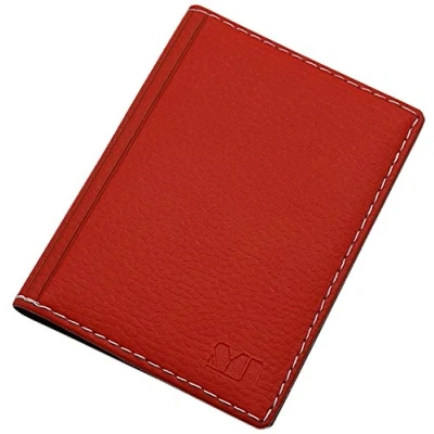 Abbildung von Elegantes Ausweisetui/Ausweishülle/Kreditkartenetui mit Kontrastnaht 12 Fächer MJ Design Germany Made in EU Designs (Design 2 / Rot)